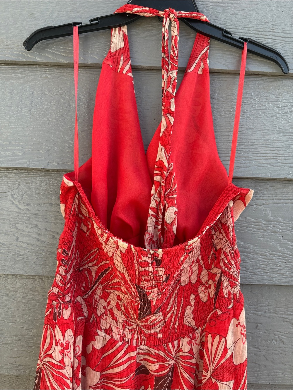 Oscar de la Renta Red Floral Halter Maxi Dress - Picture 7 of 14